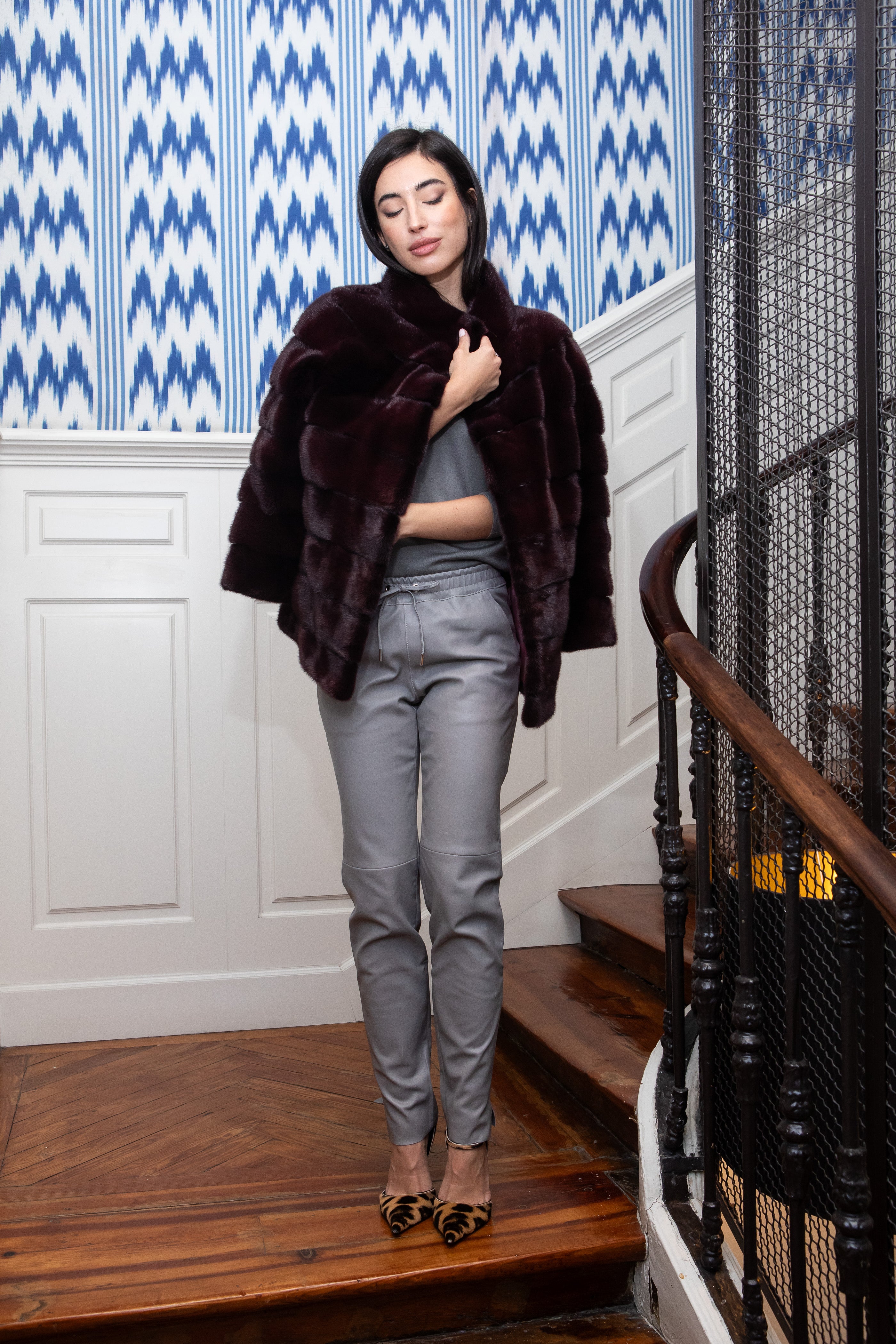 CHAQUETÓN VISÓN BURDEOS