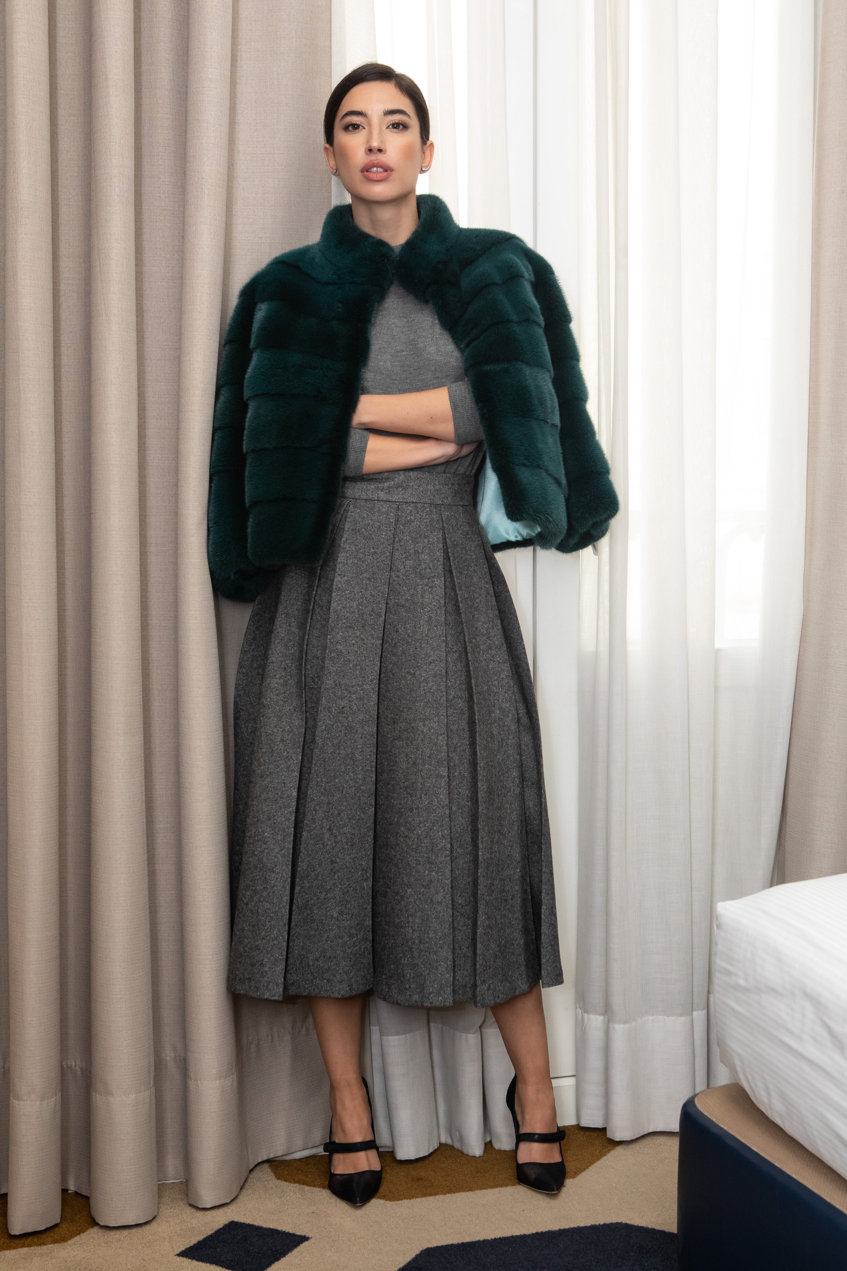 CHAQUETA VISÓN VERDE ESMERALDA