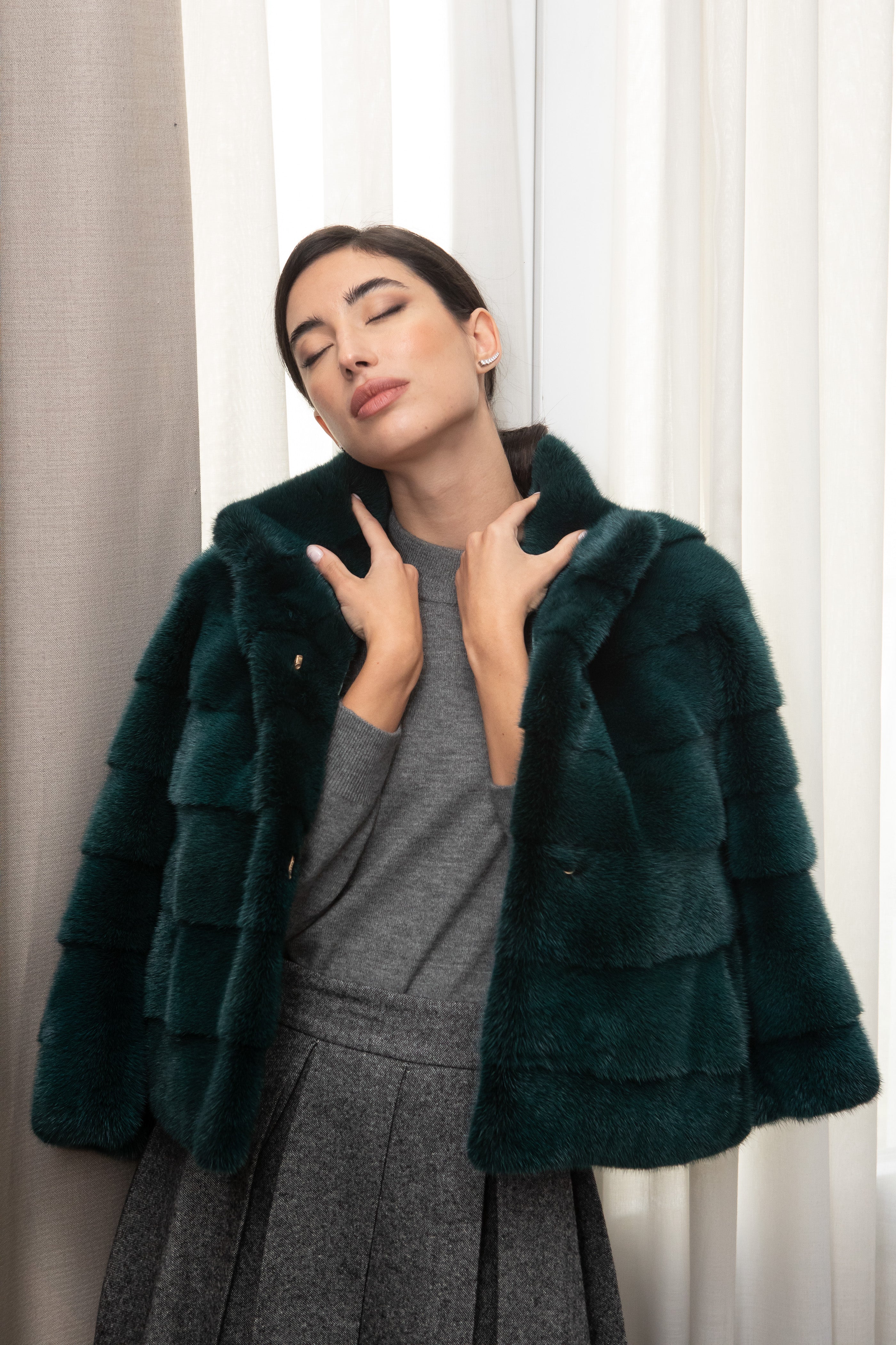 CHAQUETA VISÓN VERDE ESMERALDA