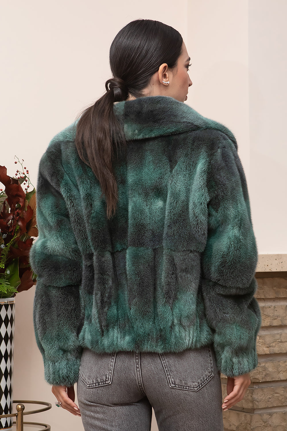 EMERALD GREEN MINK BOMBER