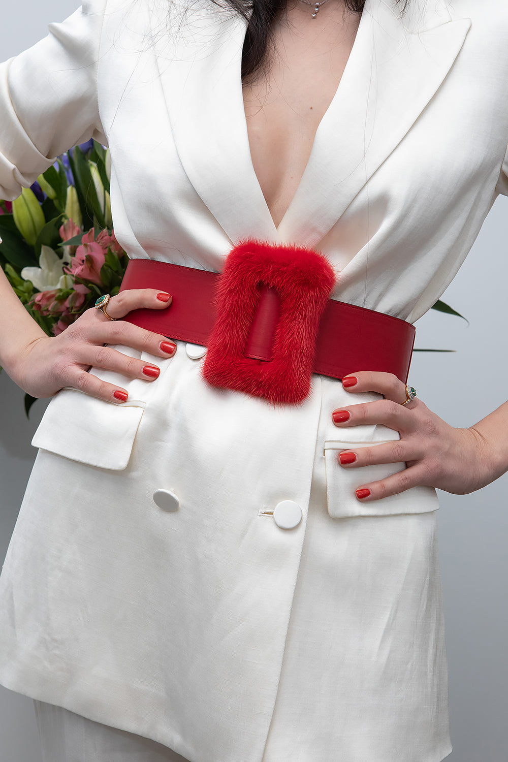 CINTURÓN HEBILLA VISÓN ROJO