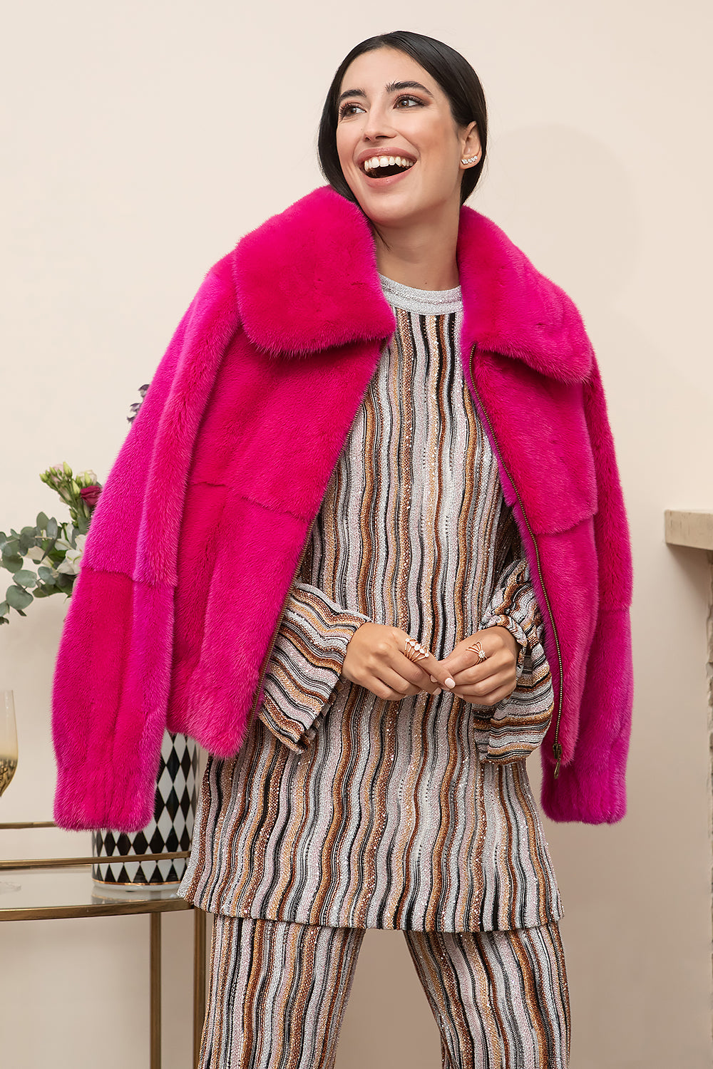 BOMBER VISÓN ROSA FUCSIA
