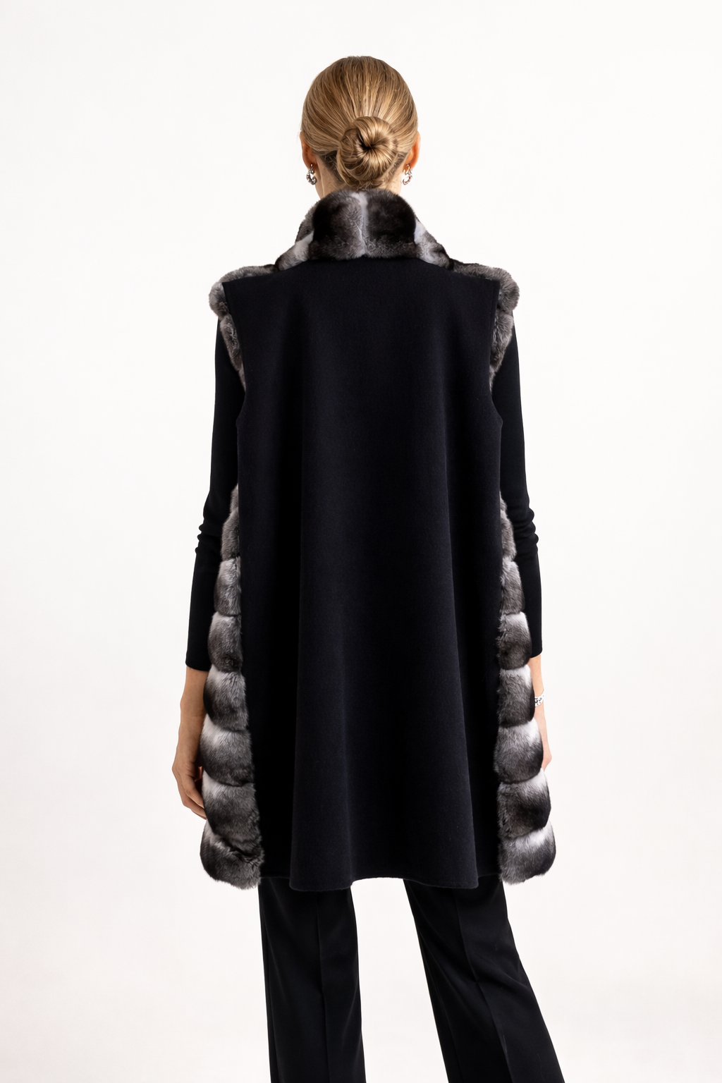 CHALECO CASHMERE LORO PIANA NEGRO CHINCHILLAS
