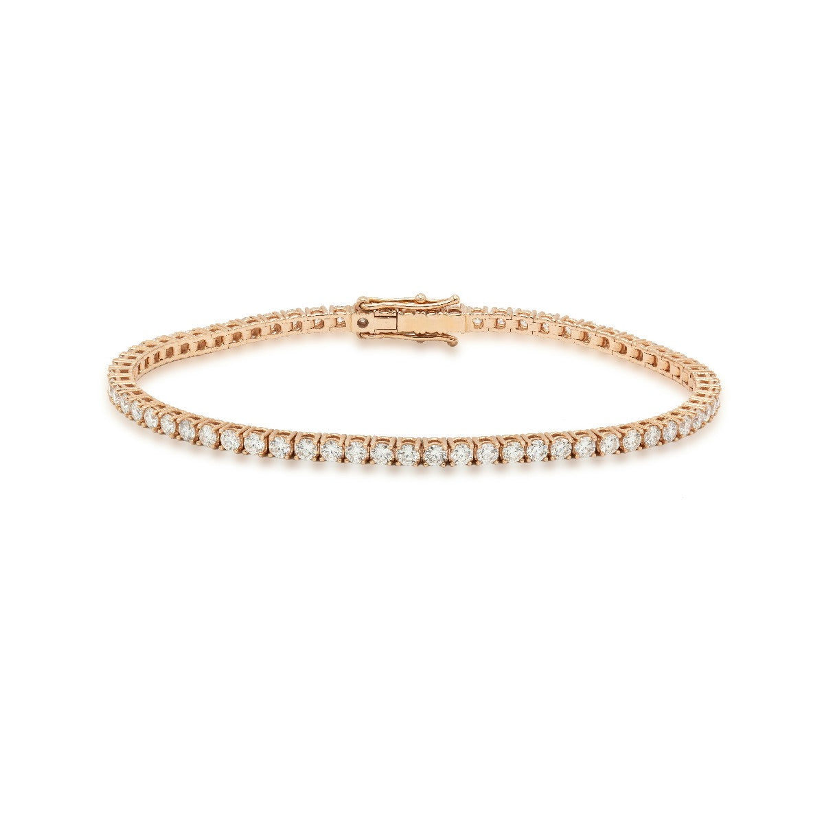 Pulsera Rivière de oro rosa con diamantes naturales de 2.70 quilates