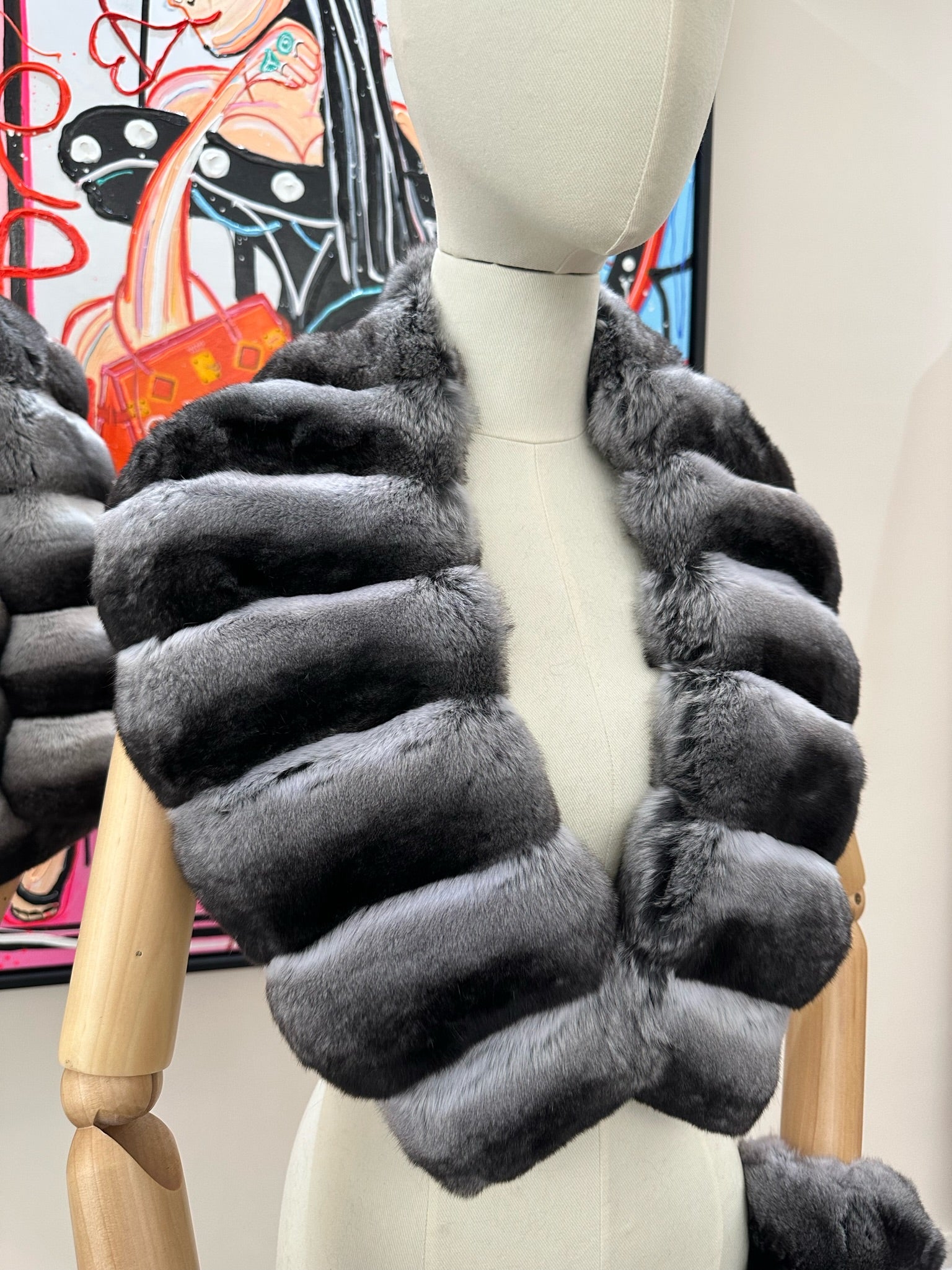 CONJUNTO CUELLO Y PUÑOS CHINCHILLAS