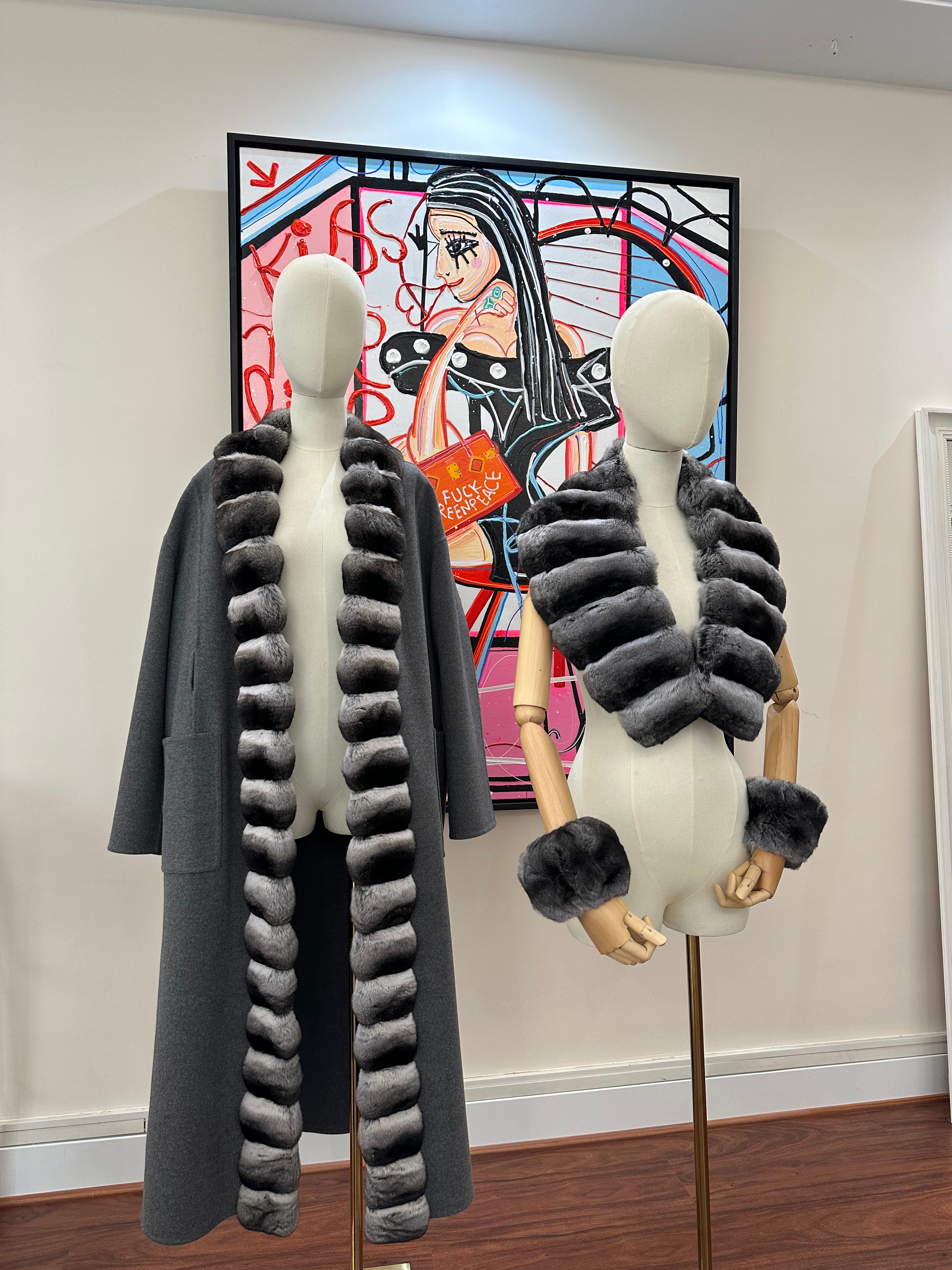 CONJUNTO CUELLO Y PUÑOS CHINCHILLAS