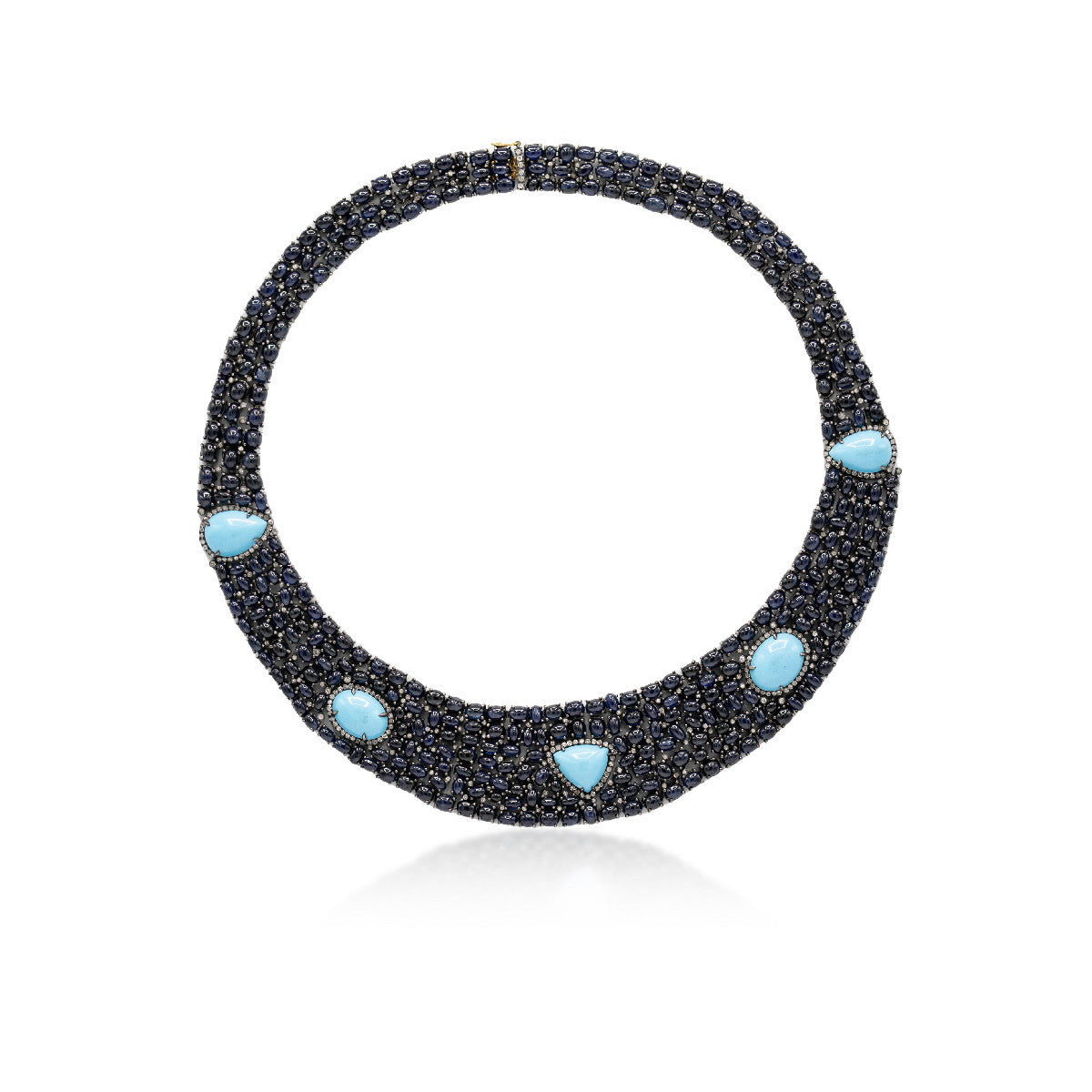 Collar de Oro, Diamantes, Turquesas y Zafiros