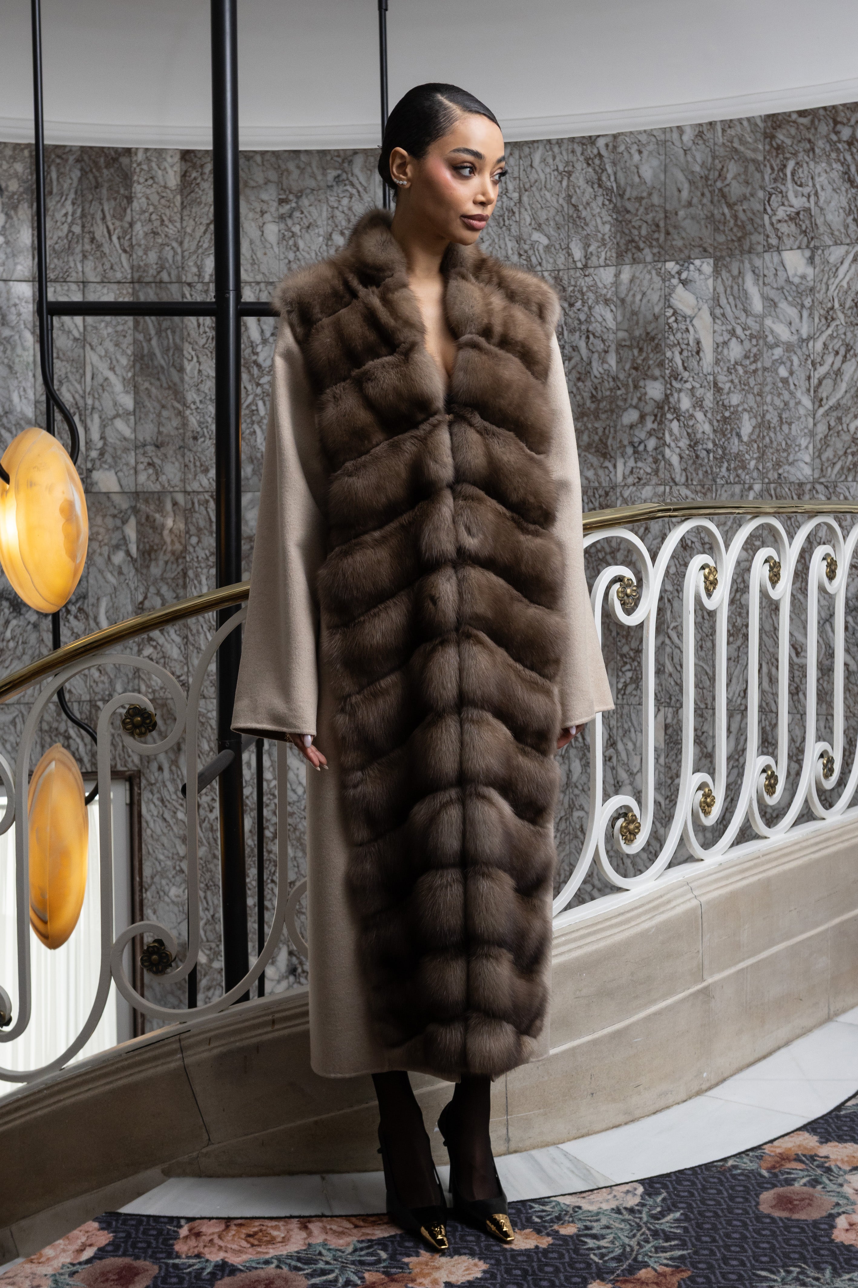 CASHMERE/LORO PIANA COAT MARTAS CIBELINES