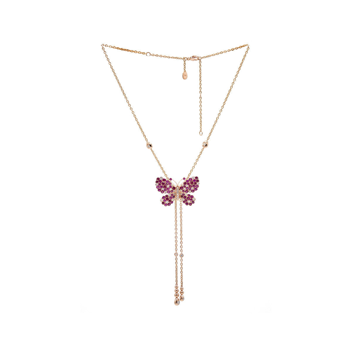Pendientes Mariposas Oro Rosa de Rubíes y Diamantes