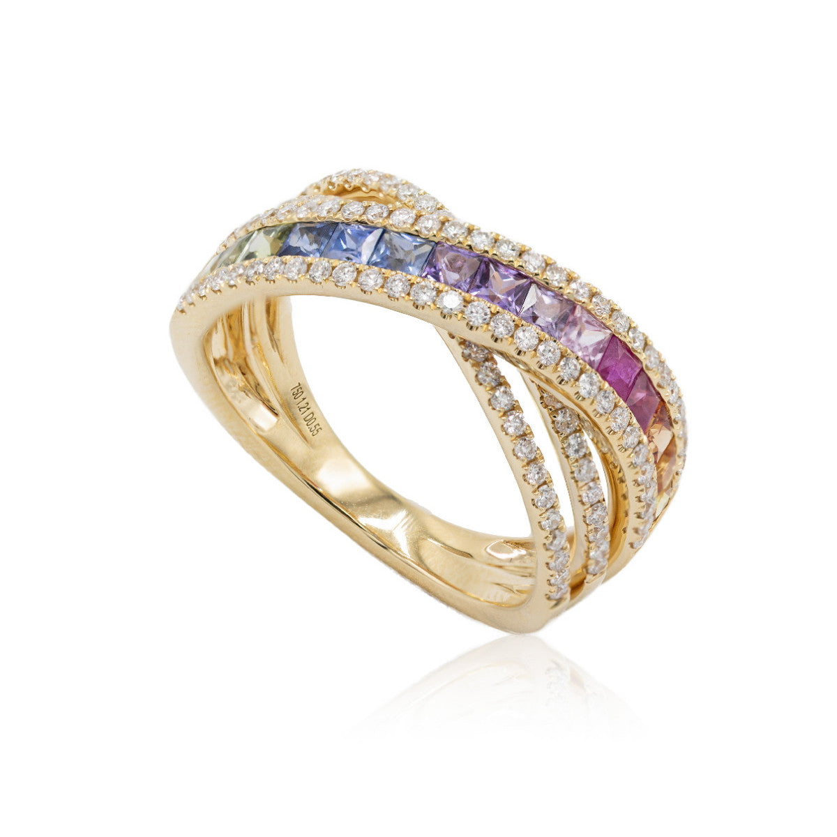 Anillo Multizafiros Natural y Oro Amarillo