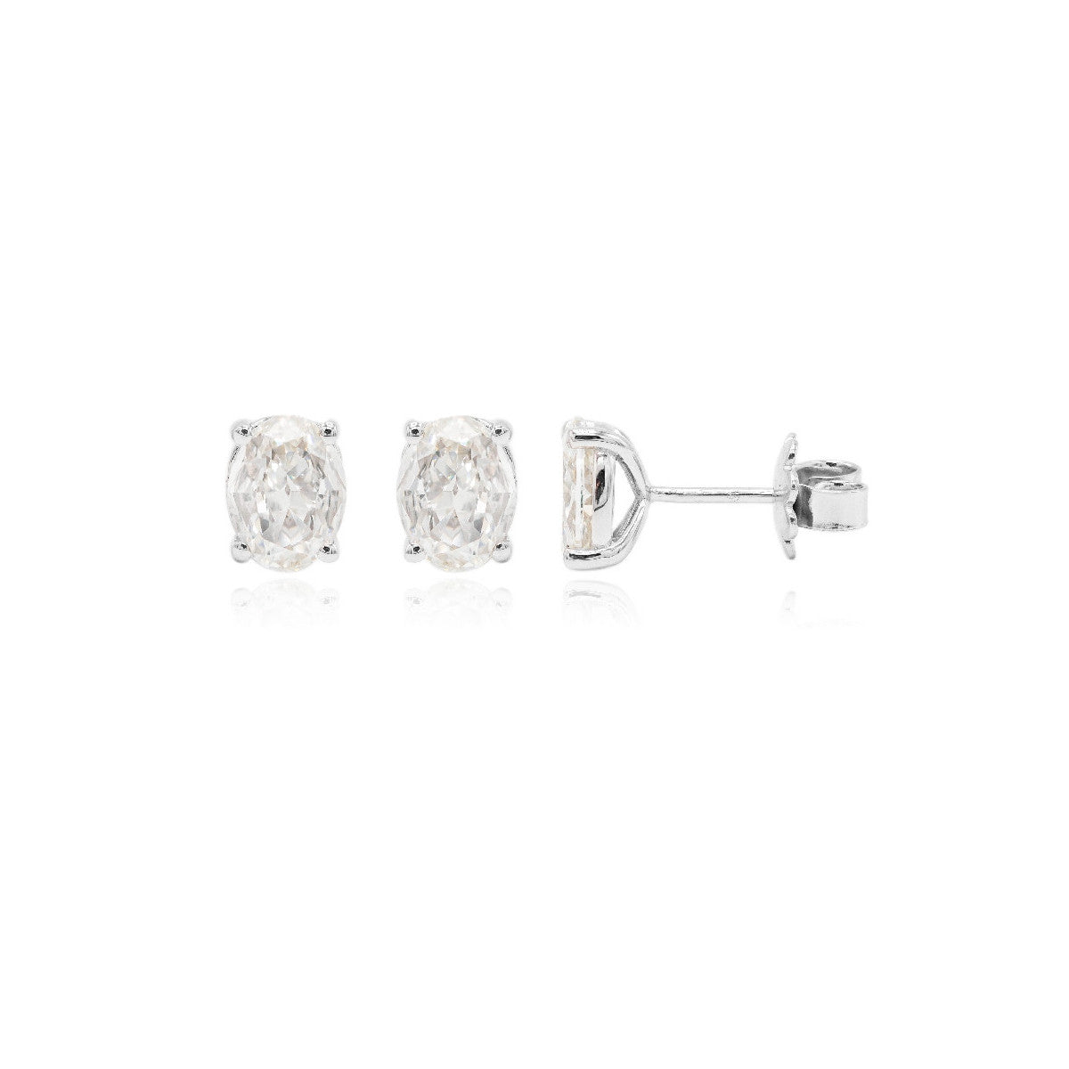 Pendientes Oval Diamantes de Oro Blanco
