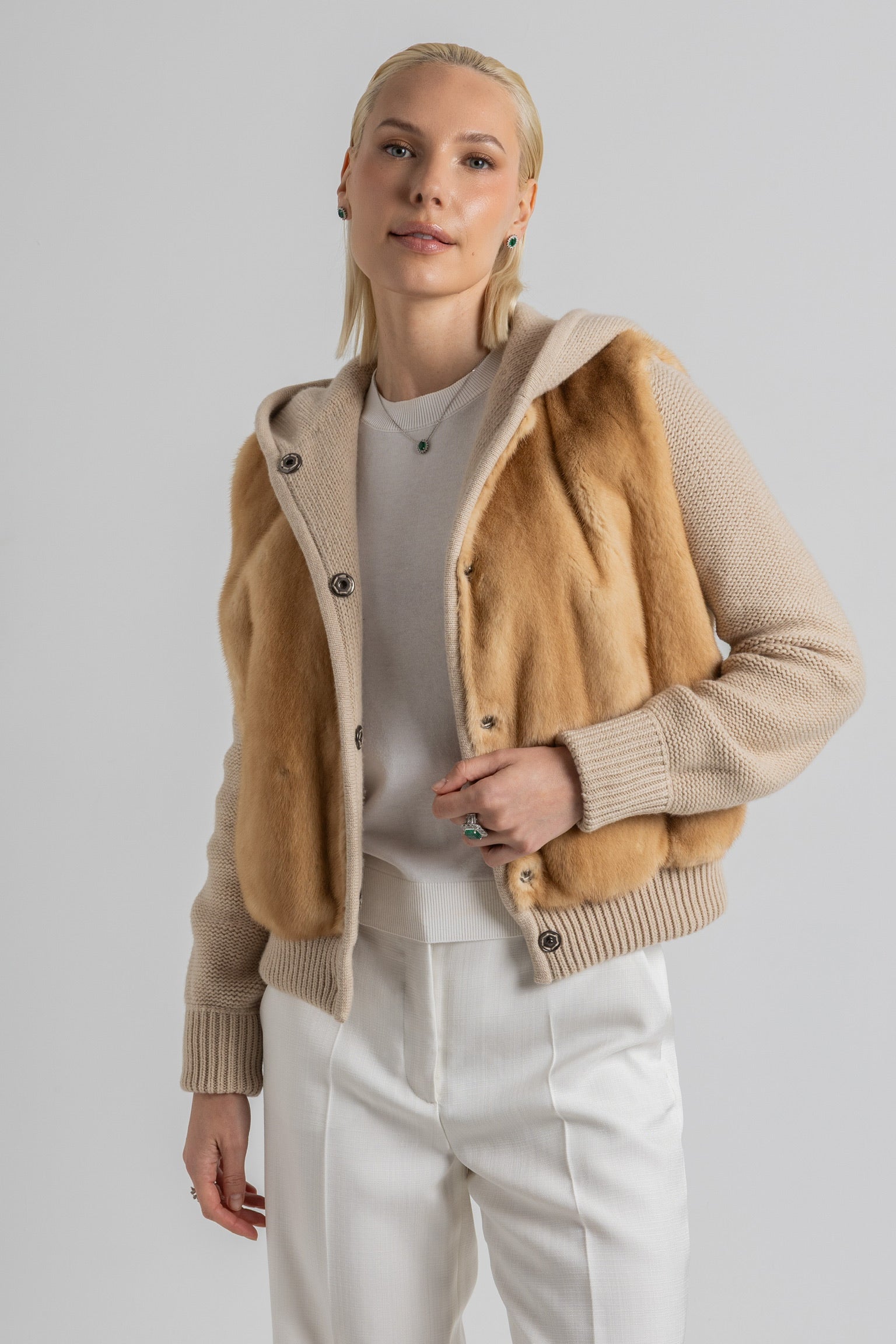 BOMBER CAPUCHA CASHMERE LORO PIANA VISÓN