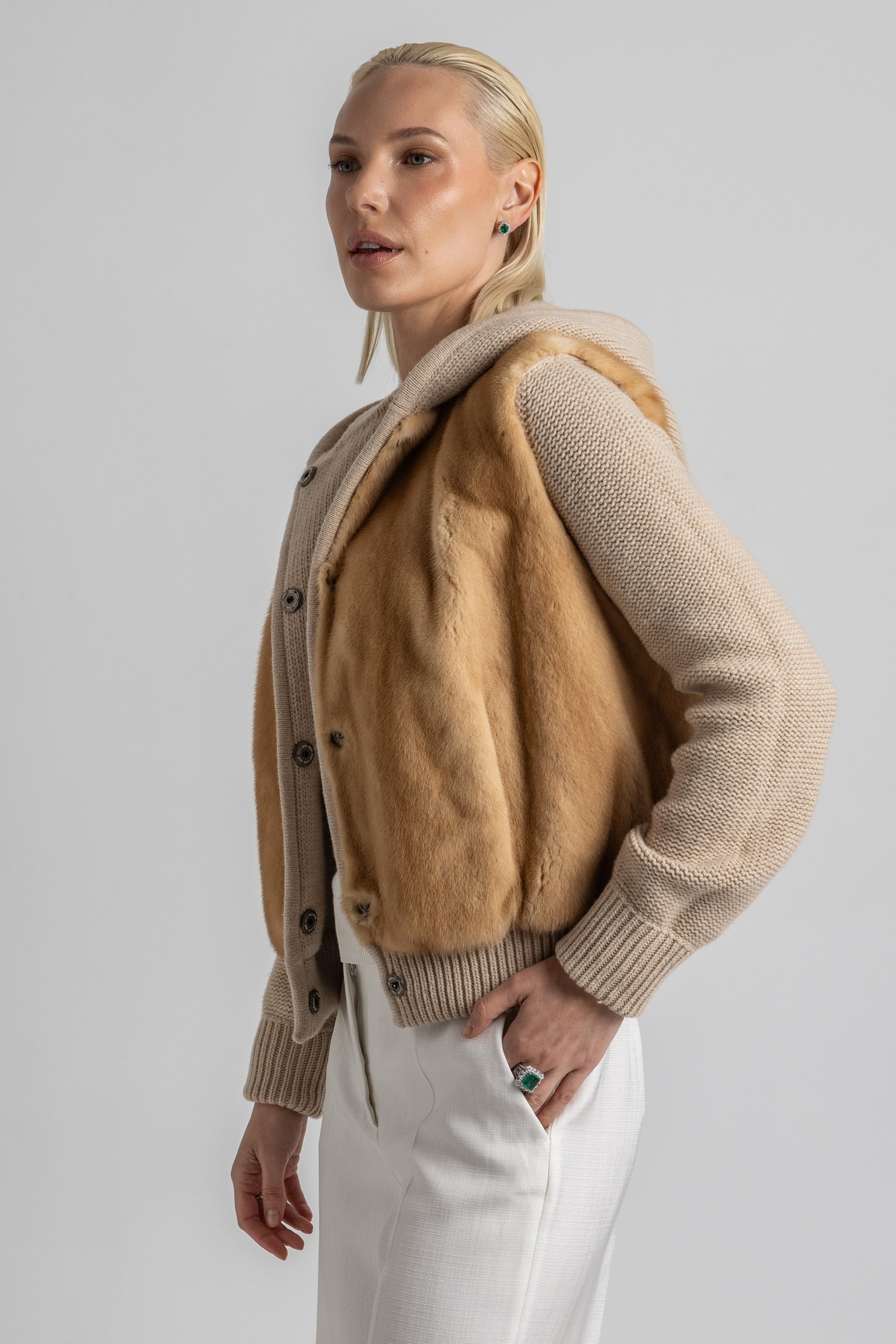BOMBER CAPUCHA CASHMERE LORO PIANA VISÓN
