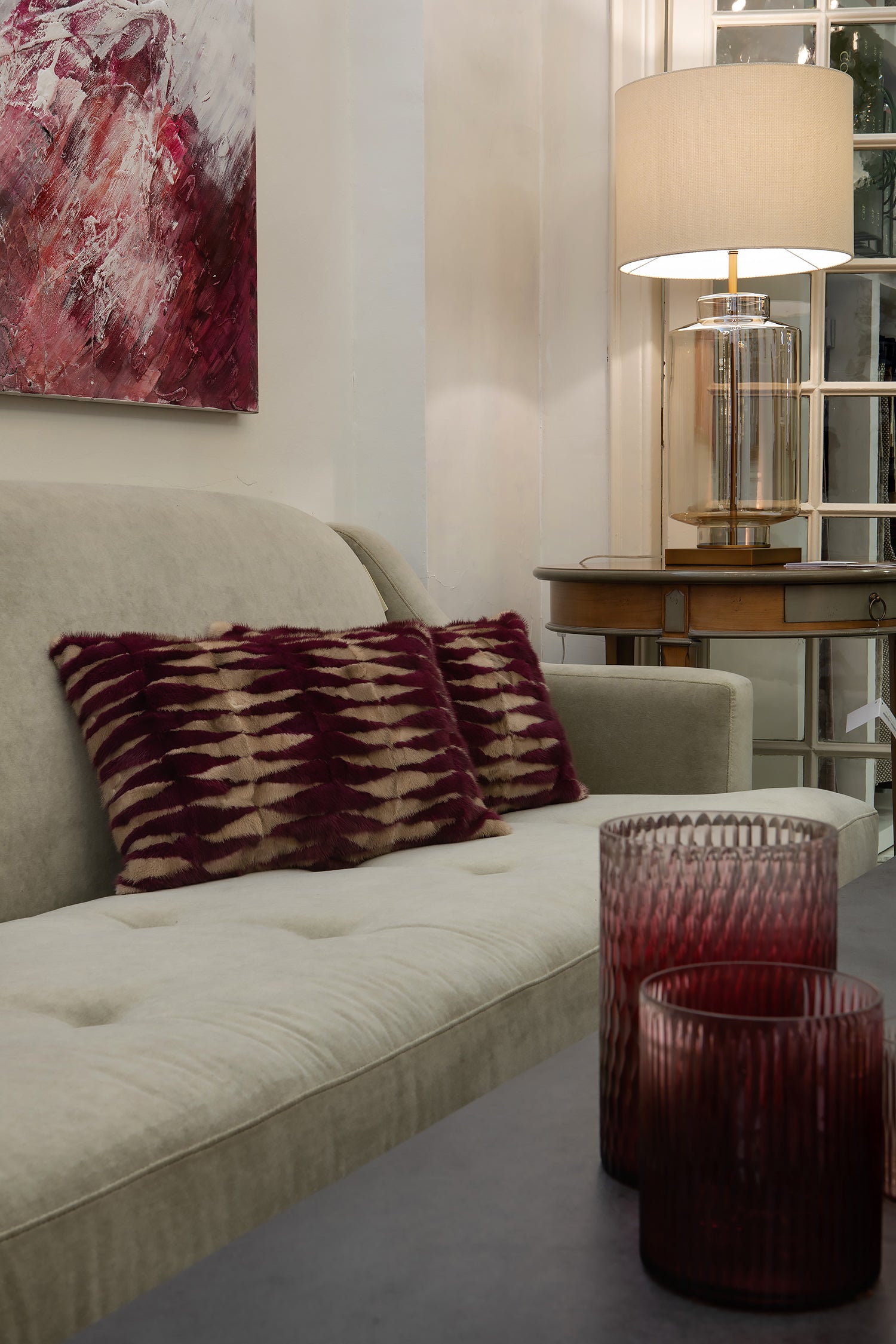 COJÍN VISÓN BICOLOR