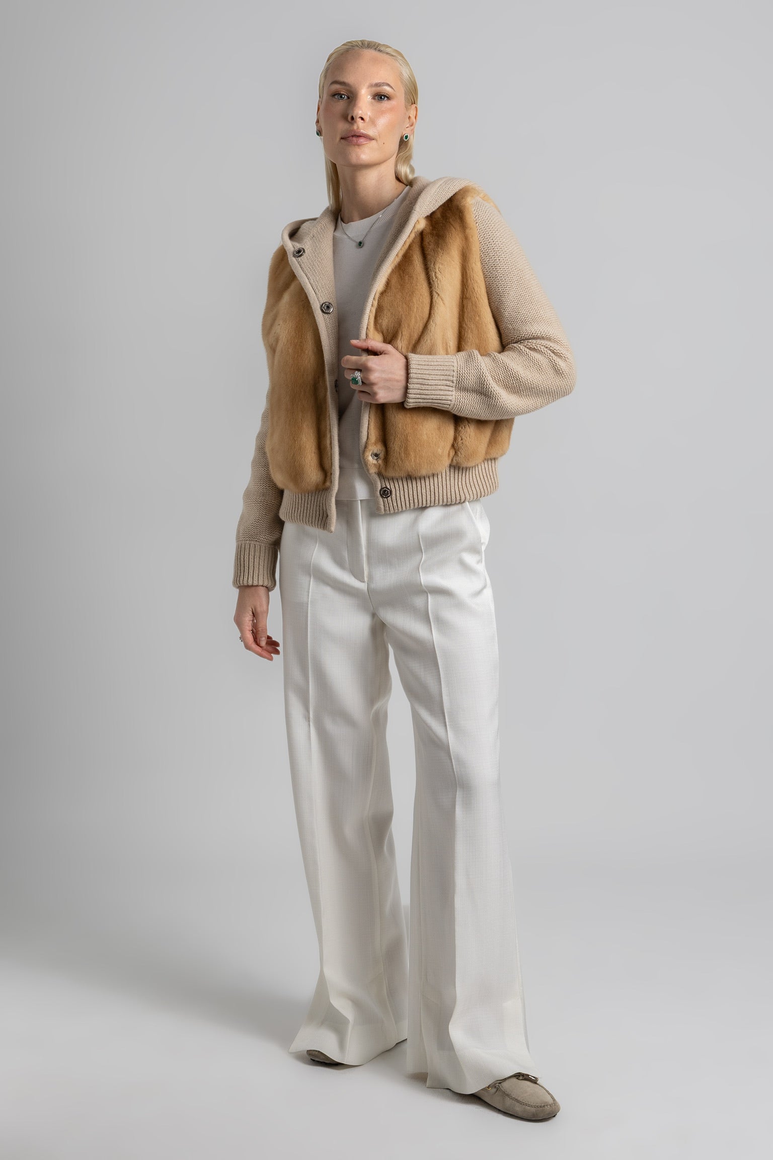 BOMBER CAPUCHA CASHMERE LORO PIANA VISÓN
