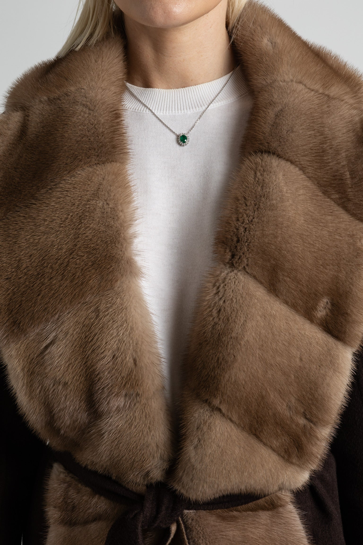 CHAQUETA MIDI DE CASHMERE Y VISÓN