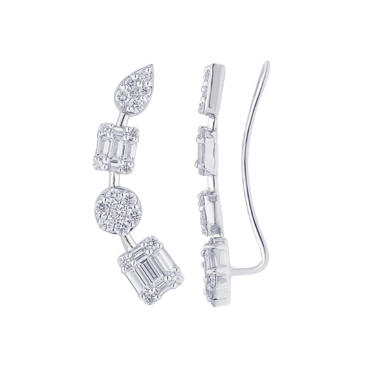 Pendientes Ear Cuff Diamantes Oro Blanco