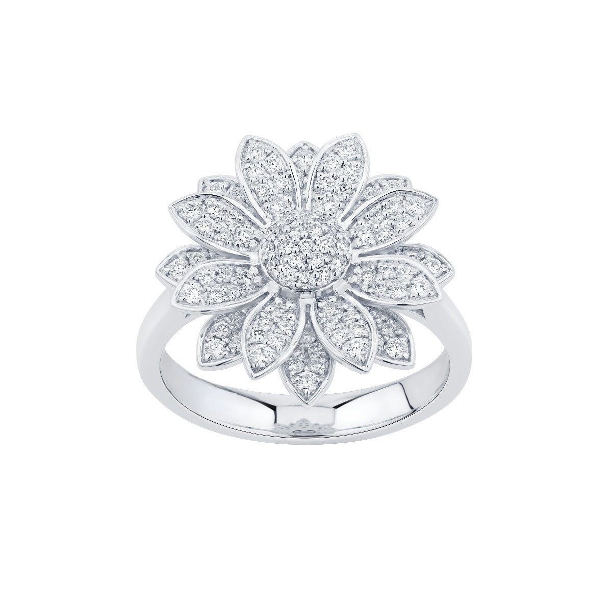Anillo Flor Diamantes de Oro blanco