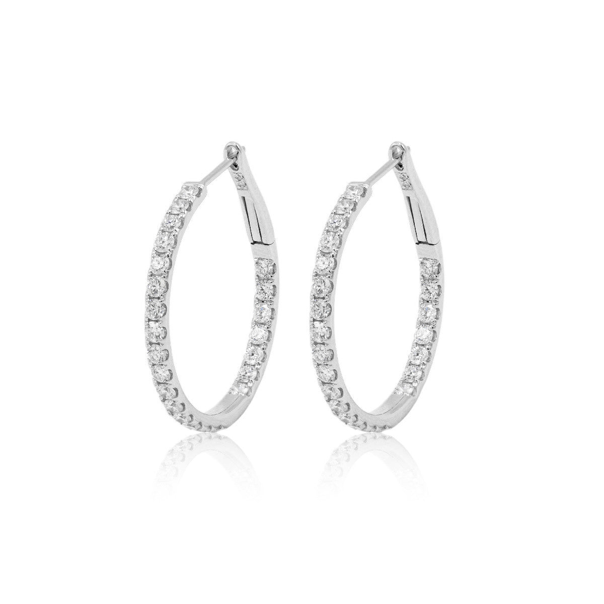 Pendientes Aro de Oro Blanco y diamantes naturales
