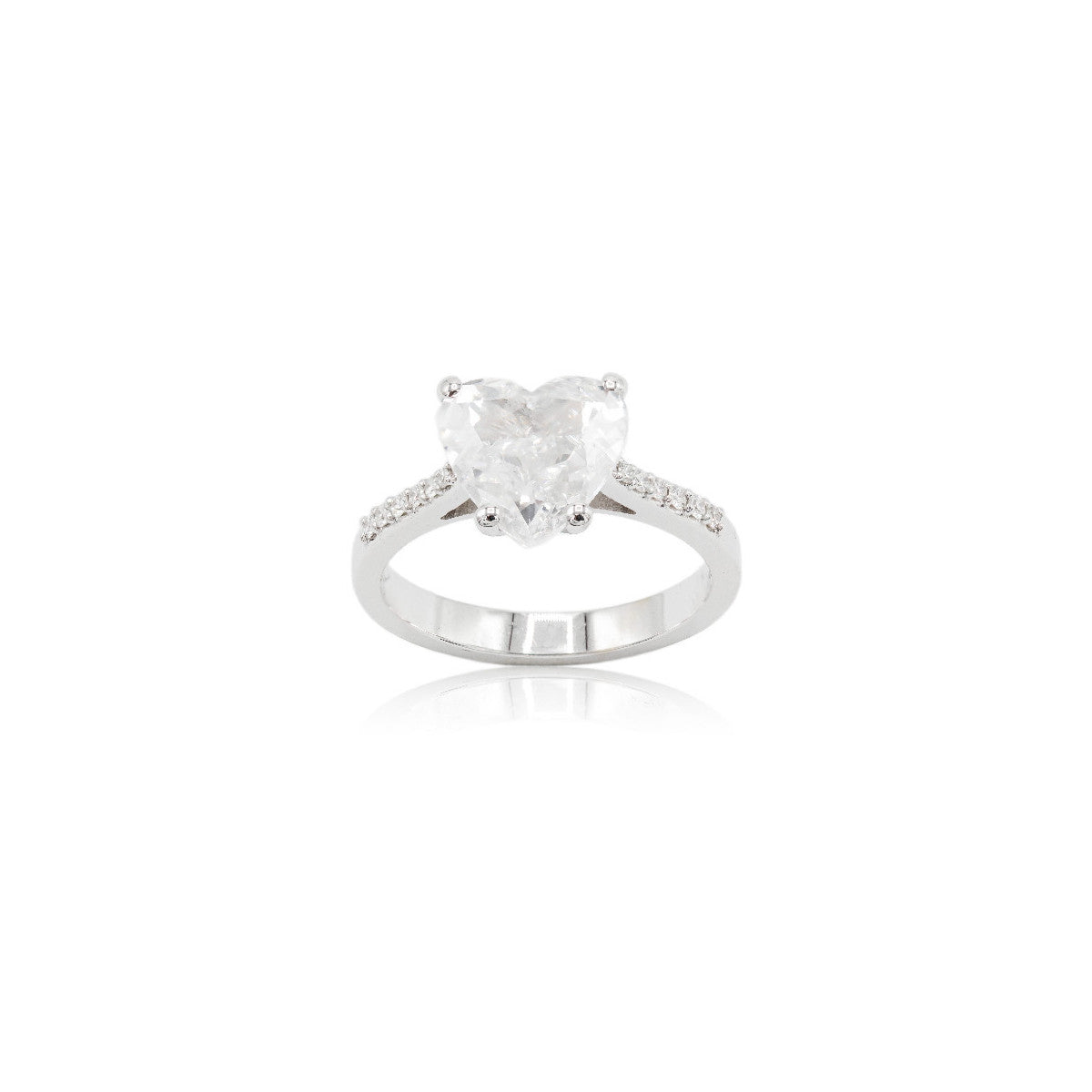 Anillo Solitario Diamante Natural corazón de oro blanco