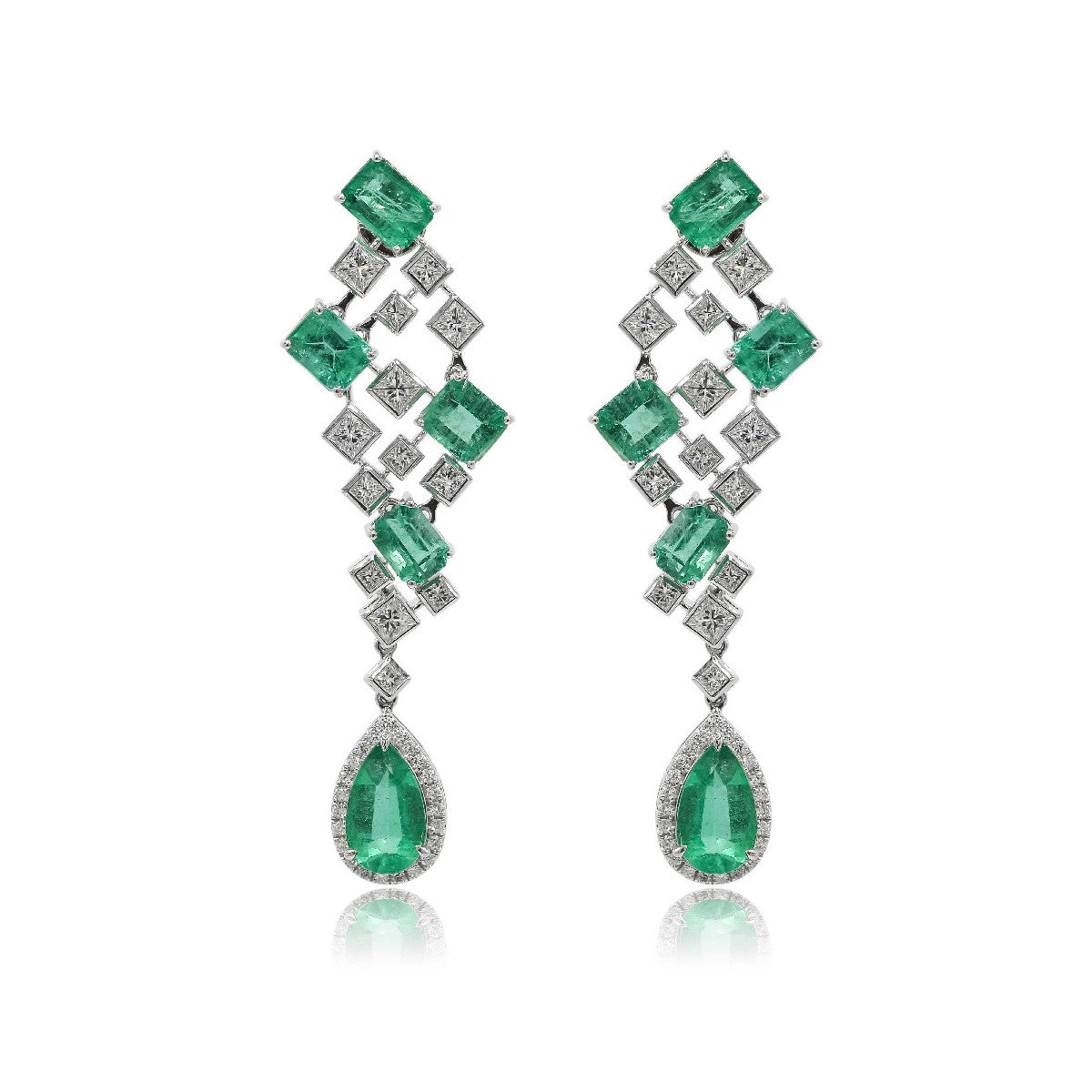 Pendientes Oro, Esmeraldas y Diamantes