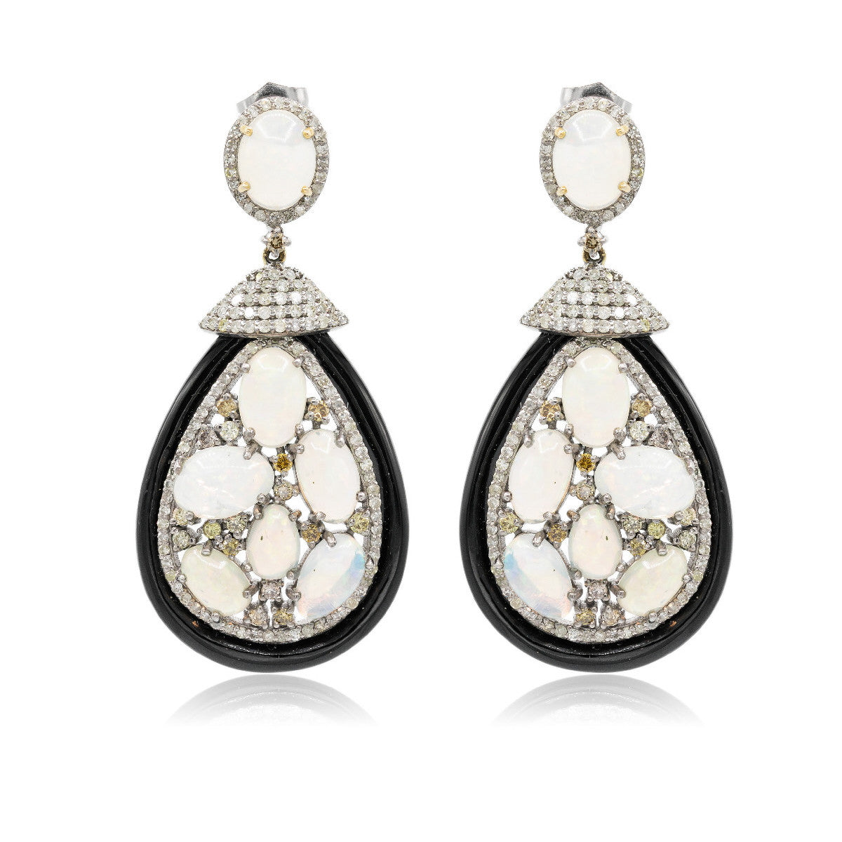 Pendientes de Diamantes, Ónix y Ópalos