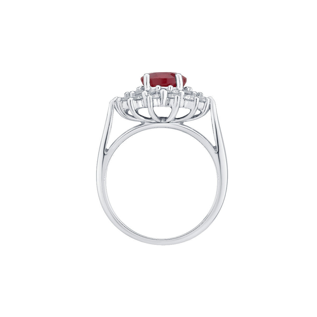 Anillo Rubí y Diamantes naturales de Oro Blanco