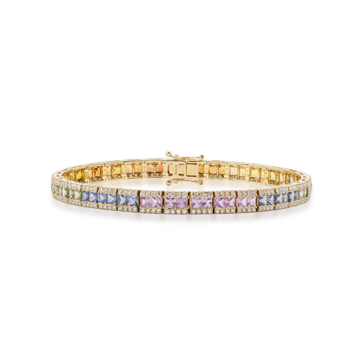 Pulsera de oro amarillo con diamantes y zafiros naturales
